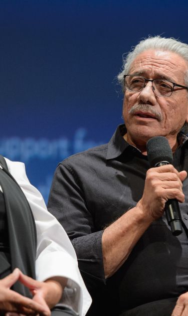 Actors Alma Martinez (left) and Edward James Olmos prior to a screening of "Zoot Suit" presented by the Academy of Motion Picture Arts and Sciences on September 25, 2017. Photo by Michael Yada. Courtesy of A.M.P.A.S.