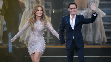Singer/actress Jennifer Lopez and singer Marc Anthony appear during the finale of the Q'Viva! The Chosen Live show at the Mandalay Bay Events Center. Photo by Ethan Miller/Getty Images Entertainment