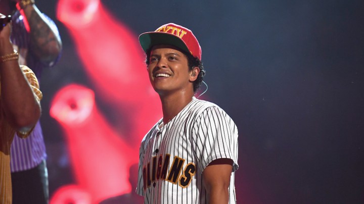Bruno Mars performs onstage at 2017 BET Awards at Microsoft Theater. Photo by Paras Griffin/Getty Images for BET
