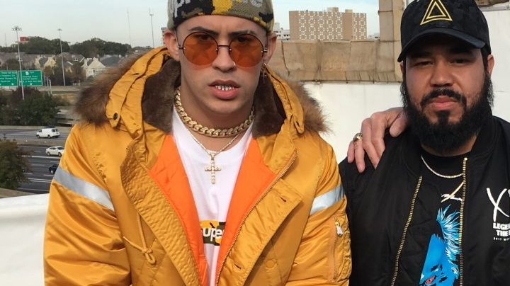 Bad Bunny, Spiff TV and Ric Flair on the set of the "Chambea" video. Courtesy of Dynamic Theories.