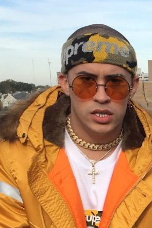 Bad Bunny, Spiff TV and Ric Flair on the set of the "Chambea" video. Courtesy of Dynamic Theories.