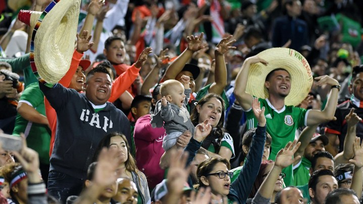 Mexico fans cheer during the team's exhibition match against Iceland at Sam Boyd Stadium on February 8, 2017 in Las Vegas, Nevada. Mexico won 1-0.  (Photo by Ethan Miller/Getty Images)