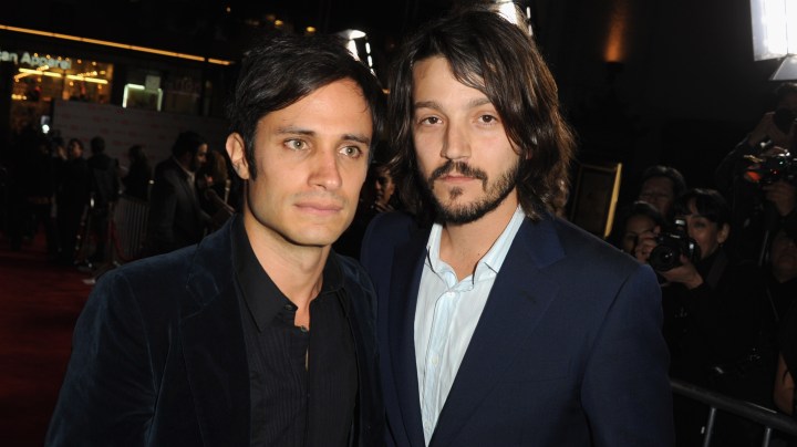 Actors Gael Garcia Bernal and Diego Luna arrive at Premiere of Pantelion Films' "Casa De Mi Padre" at Grauman's Chinese Theatre on March 14, 2012 in Hollywood, California. Photo by Kevin Winter/Getty Images