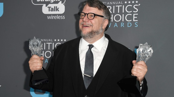 Director Guillermo del Toro, recipient of the Best Director and Best Picture awards for 'The Shape of Water', poses in the press room during The 23rd Annual Critics' Choice Awards at Barker Hangar on January 11, 2018. Photo by Frazer Harrison/Getty Images
