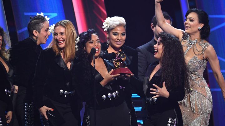 Flor de Toloache accept Best Ranchera/Mariachi Music Album for 'Las Caras Lindas' onstage at the 18th Annual Latin Grammy Awards at MGM Grand Garden Arena on November 16, 2017 in Las Vegas, Nevada. Photo by Kevin Winter/Getty Images