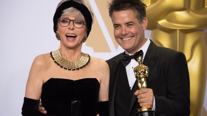 Rita Moreno and Sebastián Lelio, winner of the Oscar for Best foreign language film backstage during 90th Oscars on March 4, 2018. Photo by Michael Baker. Courtesy of A.M.P.A.S.