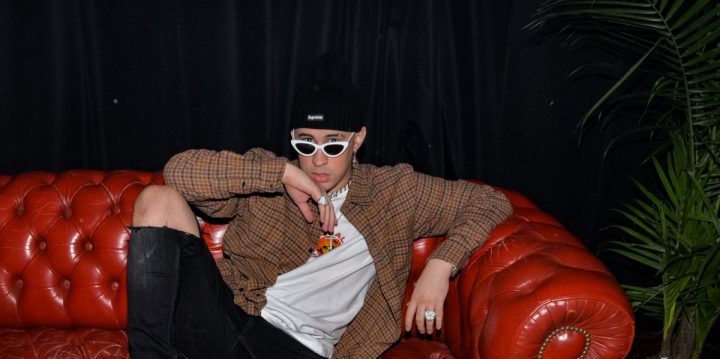 Bad Bunny poses backstage at Apple Music. Photo by Manny Hernandez/Getty Images for Apple Music