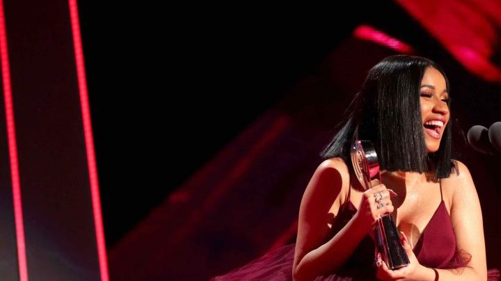 Cardi B accepts Best New Artist onstage during the 2018 iHeartRadio Music Awards. Photo by Christopher Polk/Getty Images for iHeartMedia