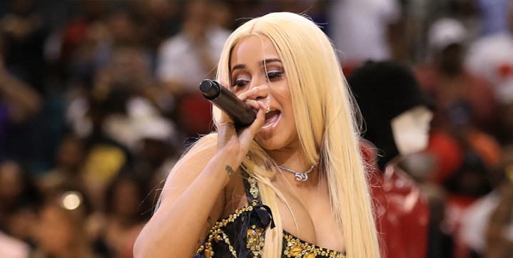 Cardi B performs during the BIG3 three on three basketball league championship in Las Vegas, Nevada. Photo by Sean M. Haffey/BIG3/Getty Images
