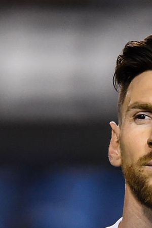 Lionel Messi before a friendly match between Argentina and Haiti on May 29, 2018. (Photo by Marcelo Endelli/Getty Images)