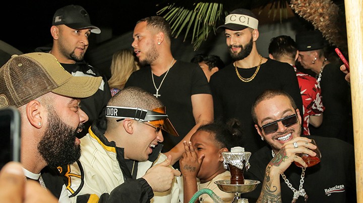 Bad Bunny, Pio, and J Balvin at Remezcla Studios in Las Vegas, NV. Photo by Itzel Alejandra Martinez for Remezcla