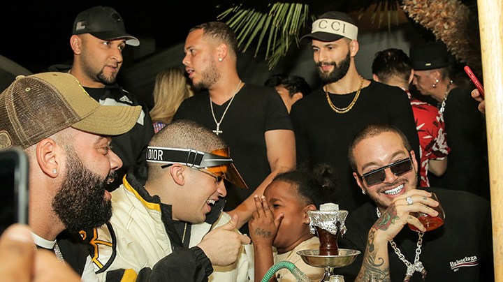 Bad Bunny, Pio, and J Balvin at Remezcla Studios in Las Vegas, NV. Photo by Itzel Alejandra Martinez for Remezcla