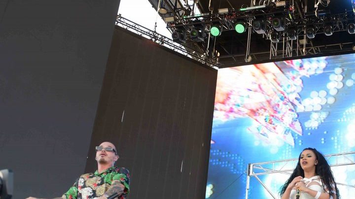 J Balvin, Cardi B, and Bad Bunny perform onstage during the 2018 Coachella. Photo by Kevin Winter/Getty Images for Coachella