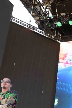 J Balvin, Cardi B, and Bad Bunny perform onstage during the 2018 Coachella. Photo by Kevin Winter/Getty Images for Coachella
