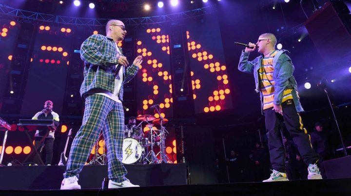 J Balvin and Bad Bunny perform onstage during Calibash Los Angeles 2018 at Staples Center on January 20, 2018 in Los Angeles, California. Photo by Kevin Winter/Getty Images