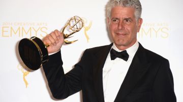 TV personality Anthony Bourdain poses in the press room during the 2014 Creative Arts Emmy Awards at Nokia Theatre L.A. Live on August 16, 2014 in Los Angeles, California. Photo by Frazer Harrison/Getty Images
