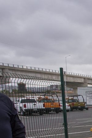Members of the Mexican army prevent journalists from walking with some members of a caravan of Central Americans as they cross from Mexico onto the U.S. side of the border to ask authorities for asylum on April 29, 2018 in Tijuana, Baja California Norte, Mexico. Photo by David McNew/Getty Images