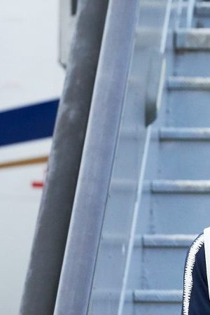 Paul Pogba arrives to compete in the 2018 World Cup. (Photo by Oleg Nikishin/Getty Images)