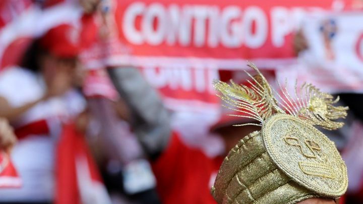 A Peru fan at the 2018 FIFA World Cup Russia. (Photo by Elsa/Getty Images)