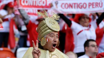 A Peru fan at the 2018 FIFA World Cup Russia. (Photo by Elsa/Getty Images)