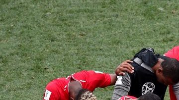 Panama players form a huddle following the 2018 FIFA World Cup match between England and Panama. Photo by Clive Brunskill/Getty Images
