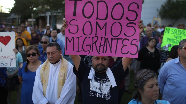 People join together for a procession and an interfaith service at St. Patrick Cathedral. Photo by Joe Raedle/Getty Images