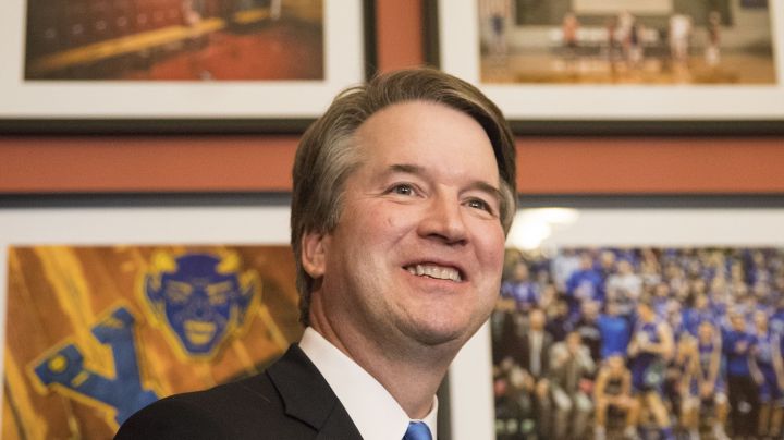 Supreme Court nominee Judge Brett Kavanagh meets with Sen. Todd Young. Photo by Alex Wroblewski/Getty Images