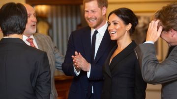 Prince William, Duke of Sussex and Meghan, Duchess of Sussex speak with writer Lin Manuel Miranda and others from Sentibale as they attend a gala performance of "Hamilton" in support of Sentebale. Photo by Dan Charity - WPA Pool/Getty Images