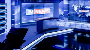 Interior of news studio. Photo by Simonkr for E+/Getty