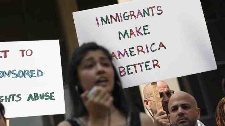 Undocumented immigrant Larissa Martinez from Mexico City speaks at a protest rally. Photo by John Moore/Getty Images
