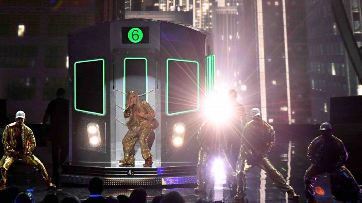 Jennifer Lopez performs onstage during the 2018 MTV Video Music Awards at Radio City Music Hall on August 20, 2018 in New York City. Photo by Michael Loccisano/Getty Images for MTV