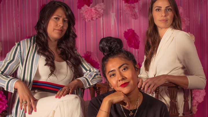 Jacqueline Priego, Samantha Ramirez-Herrera and Ana Ayora in 'Pinkslipped.' Photo by Emerson Lee Photography. Courtesy of Jacqueline Priego