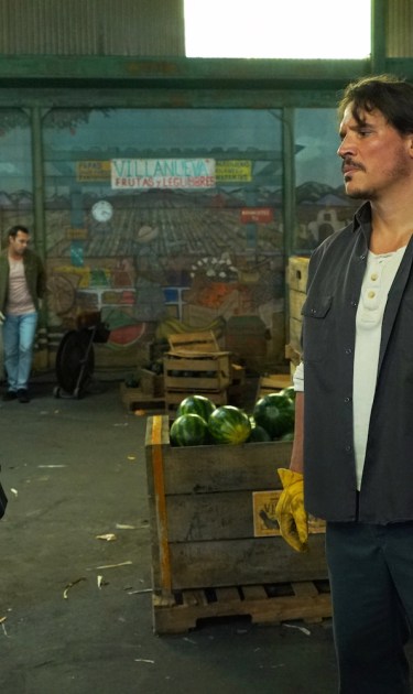 'Snowfall' Season 2, Episode 1: "Sightlines". Carter Hudson as Teddy McDonald, Sergio Peris-Mencheta as Gustavo Zapata, Emily Rios as Lucia Villanueva. Photo by Byron Cohen. Courtesy of FX