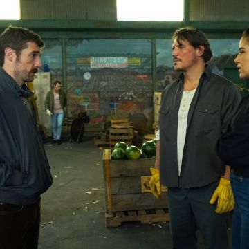 'Snowfall' Season 2, Episode 1: "Sightlines". Carter Hudson as Teddy McDonald, Sergio Peris-Mencheta as Gustavo Zapata, Emily Rios as Lucia Villanueva. Photo by Byron Cohen. Courtesy of FX