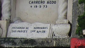 Víctor Jara's grave in the General Cemetery of Santiago. By Lion Hirth (User:Prissantenbär) - Own work, Public Domain, Link