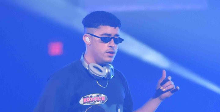Bad Bunny performs onstage as Spotify Kicks Off Viva Latino! Live Concert Series in Chicago. Photo by Daniel Boczarski/Getty Images for Spotify
