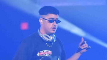 Bad Bunny performs onstage as Spotify Kicks Off Viva Latino! Live Concert Series in Chicago. Photo by Daniel Boczarski/Getty Images for Spotify