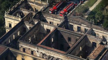 Aerial view of the damage to the National Museum of Brazil after a devastating fire on September 3, 2018. Photo by Buda Mendes/Getty Images