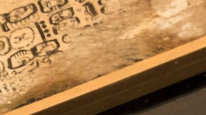 A sky caiman vomits water on one of the last pages of the 12th-century Dresden Codex. Photo by Joern Haufe/Getty Images