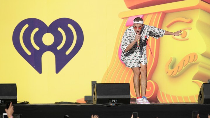 Bad Bunny performs onstage during the 2018 iHeartRadio Music Festival Daytime Stage at the Las Vegas Festival Grounds on September 22, 2018 in Las Vegas, Nevada. Photo by Isaac Brekken/Getty Images for iHeartMedia