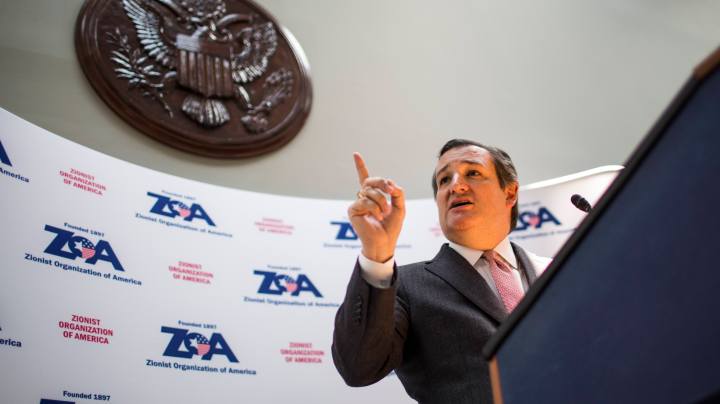During an event hosted by the Zionist Organization of America on Capitol Hill in Washington, DC. Photo by Zach Gibson/Getty Images