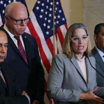 Carmen Yulin Cruz, Mayor of San Juan Puerto Rico, speaks to the media after meeting with the House Democratic Caucus about the current situation in Puerto Rico, on Capitol Hill November 1, 2017.  Photo by Mark Wilson/Getty Images