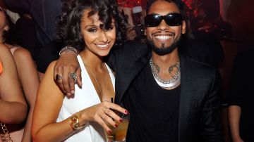 Actress/model Nazanin Mandi (L) and singer Miguel appear at Hyde Bellagio at the Bellagio. Photo by David Becker/Getty Images for Hyde Bellagio