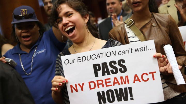 Demonstrators show support for the New York State Dream Act at a rally held at CUNY Baruch College on May 28, 2013 in New York City. Photo by John Moore/Getty Images