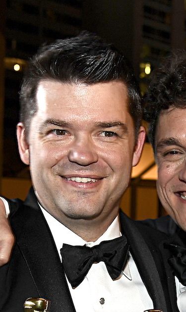 Chris Miller and Phil Lord, winners of the Animated Feature Film award for 'Spider-Man: Into the Spider-Verse,' attend 91st Annual Academy Awards. Photo by Kevork Djansezian/Getty Images