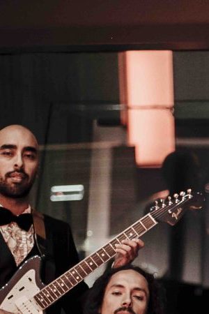 Caloncho and Chicano Batman pose for a portrait at Red Bull Studios in Los Angeles, CA on Feb 1, 2018. Photo by Maria Jose Govea / Red Bull Content Pool