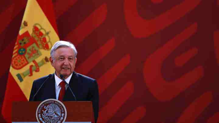 Andres Manuel Lopez Obrador, President of Mexico, speaks during the joint press conference during an Official visit of Pedro Sánchez Pérez-Castejón President of Spain and members of his cabinet at Palacio Nacional on January 30, 2019 in Mexico City, Mexico. Photo by Manuel Velasquez/Getty Images
