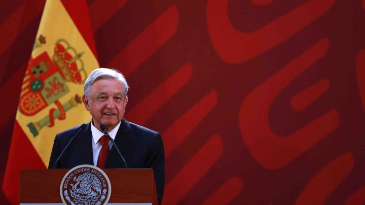 Andres Manuel Lopez Obrador, President of Mexico, speaks during the joint press conference during an Official visit of Pedro Sánchez Pérez-Castejón President of Spain and members of his cabinet at Palacio Nacional on January 30, 2019 in Mexico City, Mexico. Photo by Manuel Velasquez/Getty Images