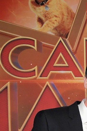 Directors Ryan Fleck, Anna Boden and actor Algenis Perez Soto attend premiere of 'Captain Marvel' on March 4, 2019 in Hollywood, California. Photo by Charley Gallay/Getty Images for Disney