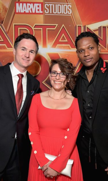 Directors Ryan Fleck, Anna Boden and actor Algenis Perez Soto attend premiere of 'Captain Marvel' on March 4, 2019 in Hollywood, California. Photo by Charley Gallay/Getty Images for Disney